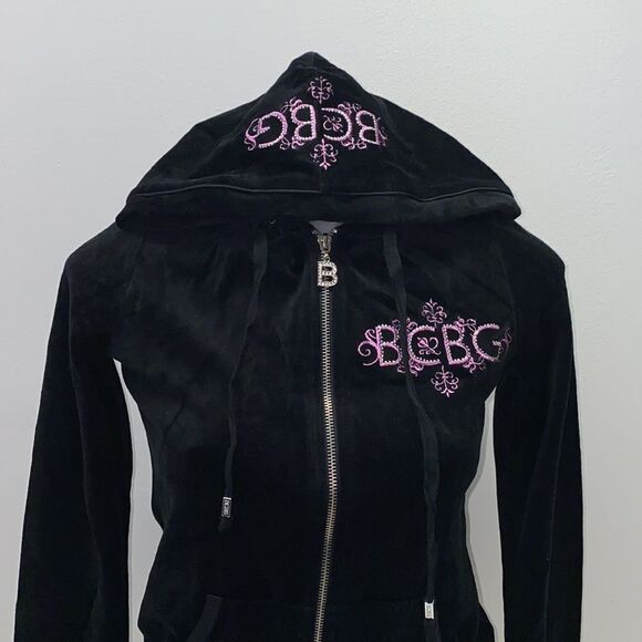 BCBGMAXAZRIA HOODIE SWEATER WOMENS Black new sz small - Picture 2 of 8